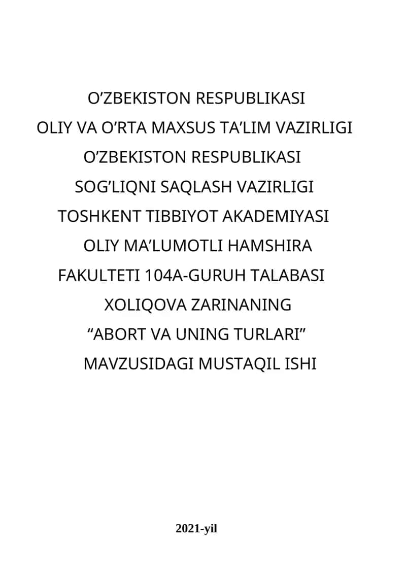 ABORT VA UNING TURLARI 1
