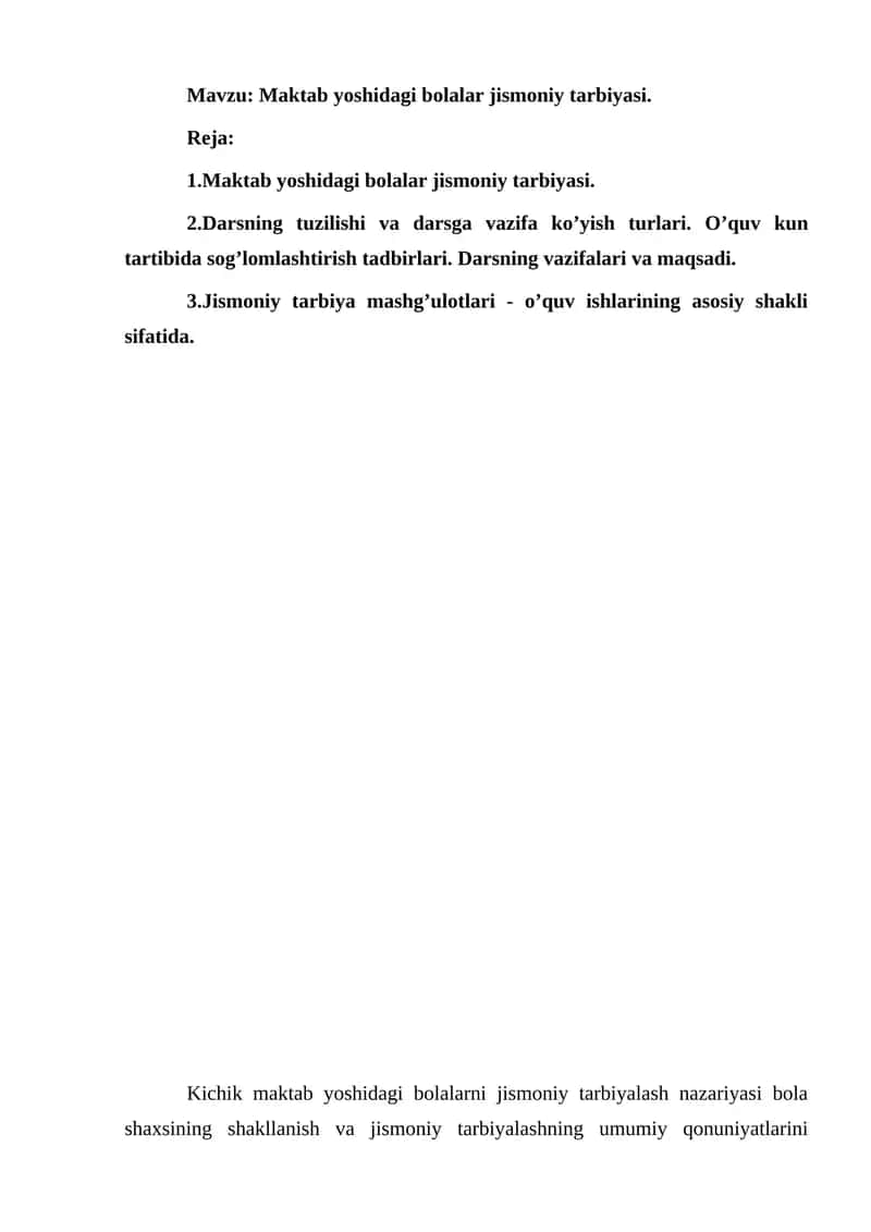 Maktab yoshidagi bolalar jismoniy tarbiyasi 1