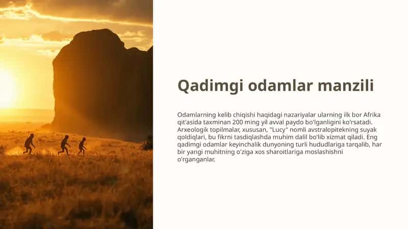 Eng qadimgi odamlar va ularning manzilgohlari prezentatsiya 1
