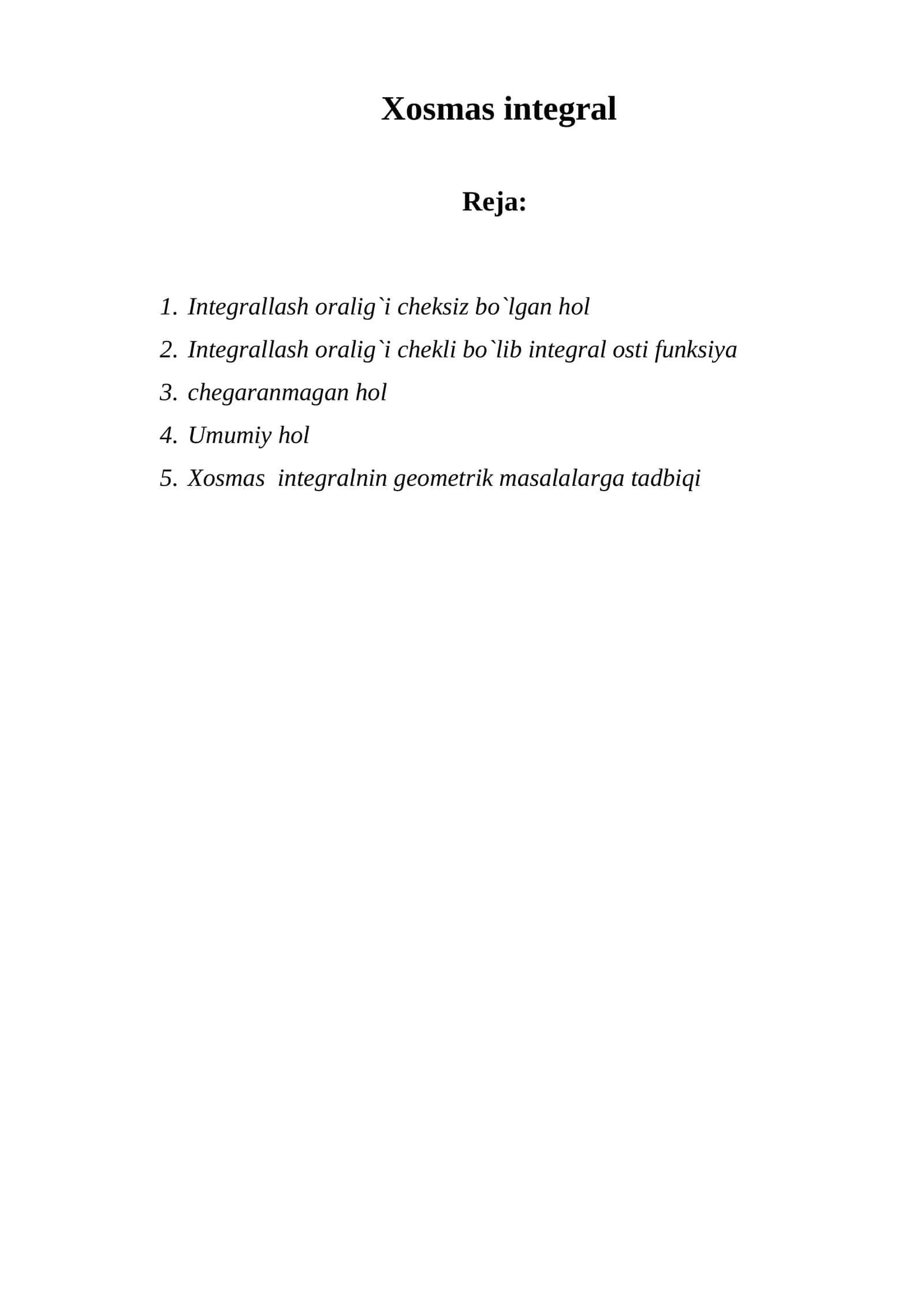 Xosmas integral 1
