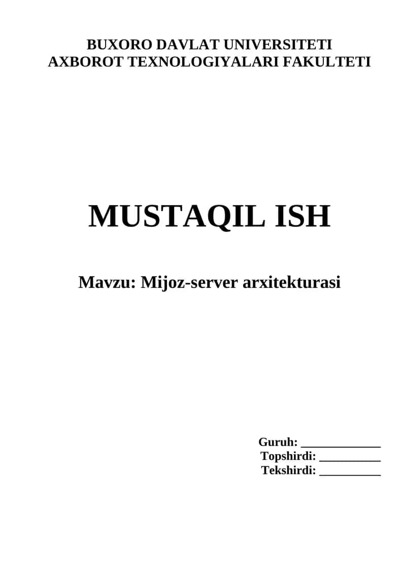 Mijoz-server arxitekturasi 1