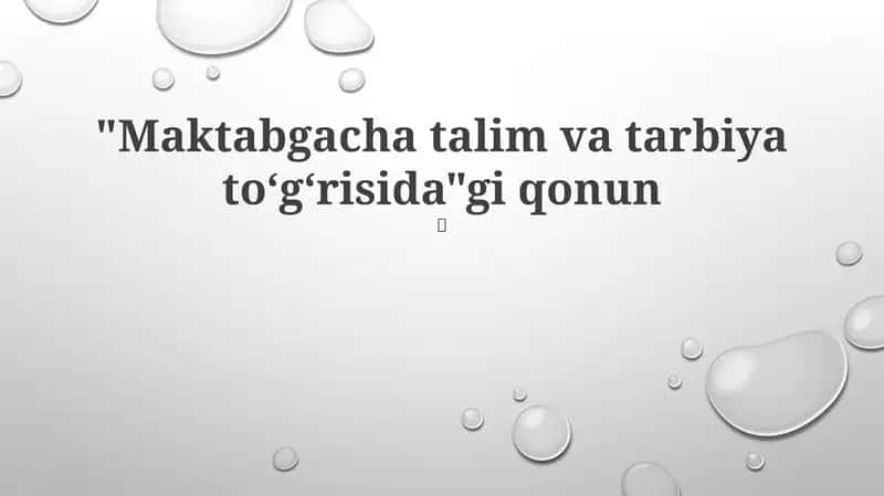 "Maktabgacha talim va tarbiya toʻgʻrisida"gi qonun 1