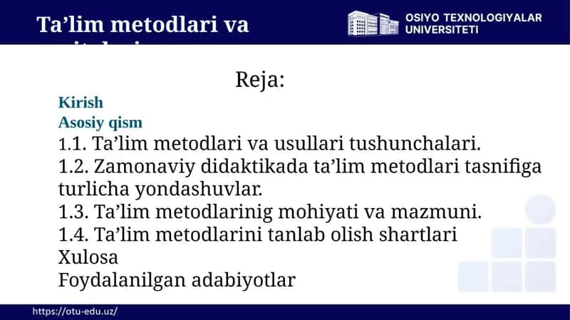 Ta’lim Metodlari va Vositalari 1
