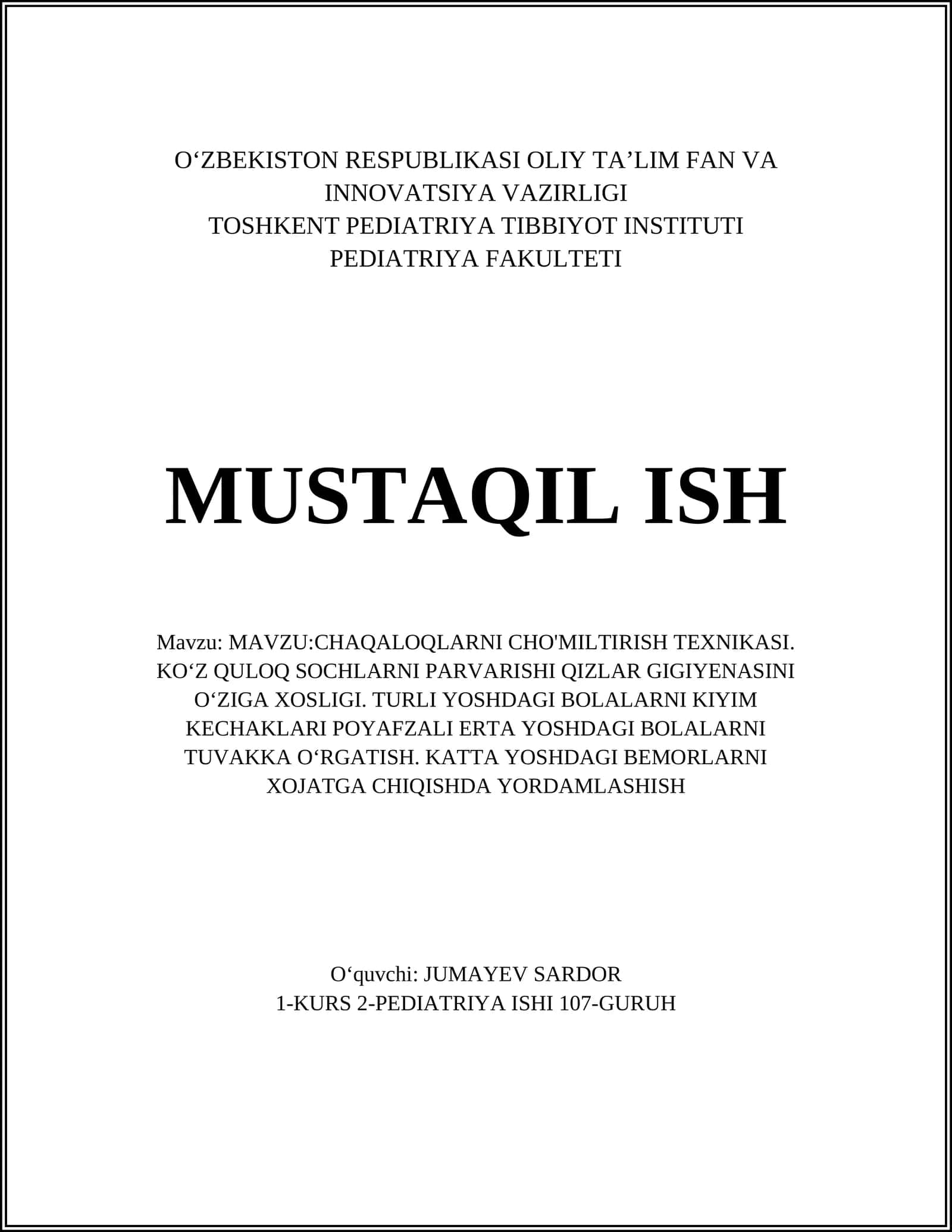 CHAQALOQLARNI CHO'MILTIRISH TEXNIKASI 1
