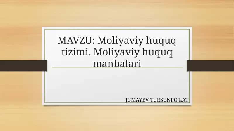 MOLIYAVIY HUQUQ TIZIMI 1