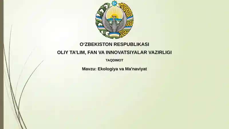 Ekologiya va Ma'naviyat 1
