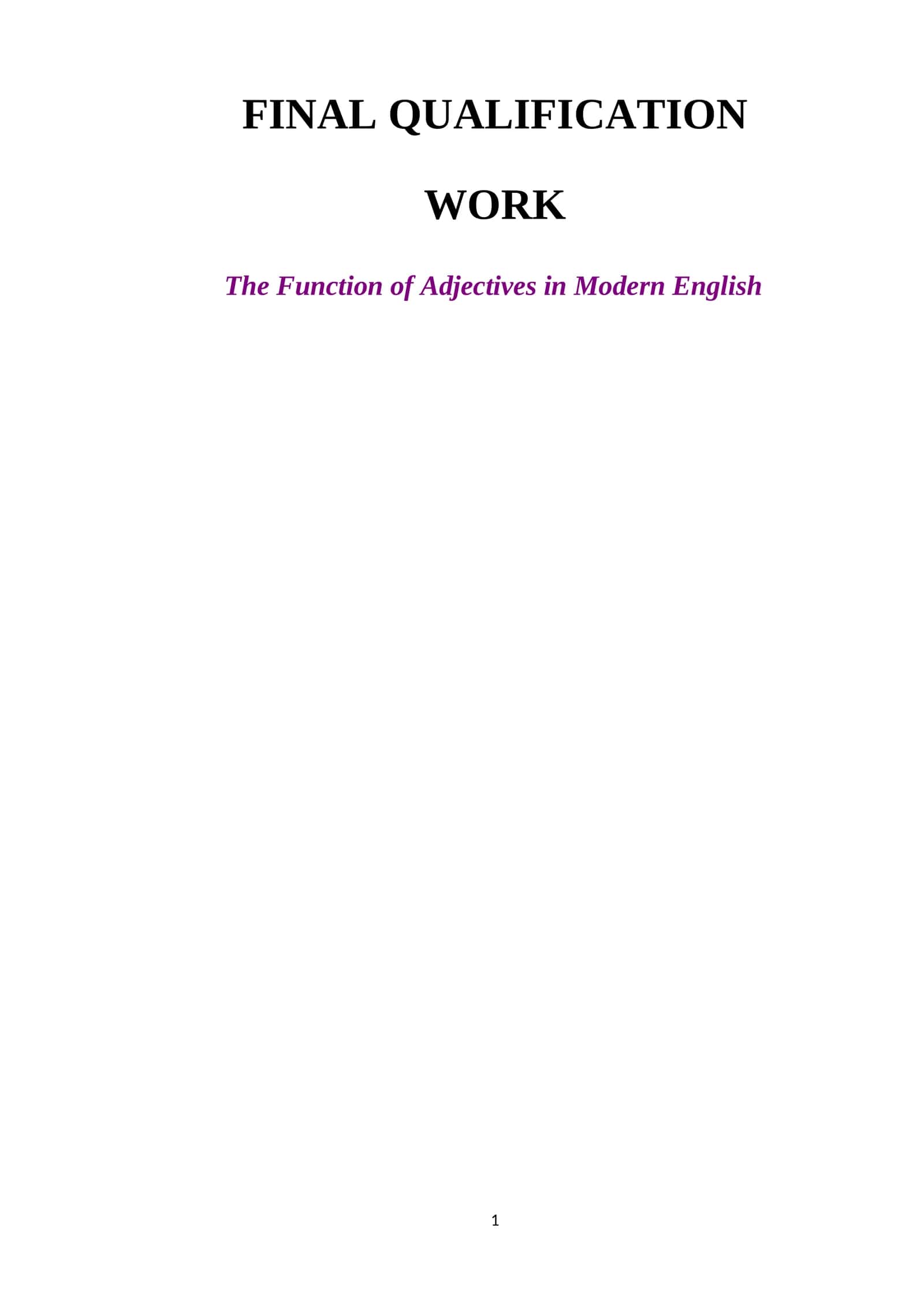 The Function of Adjectives in Modern English 1