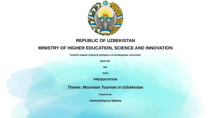 Mountain Tourism in Uzbekistan 1