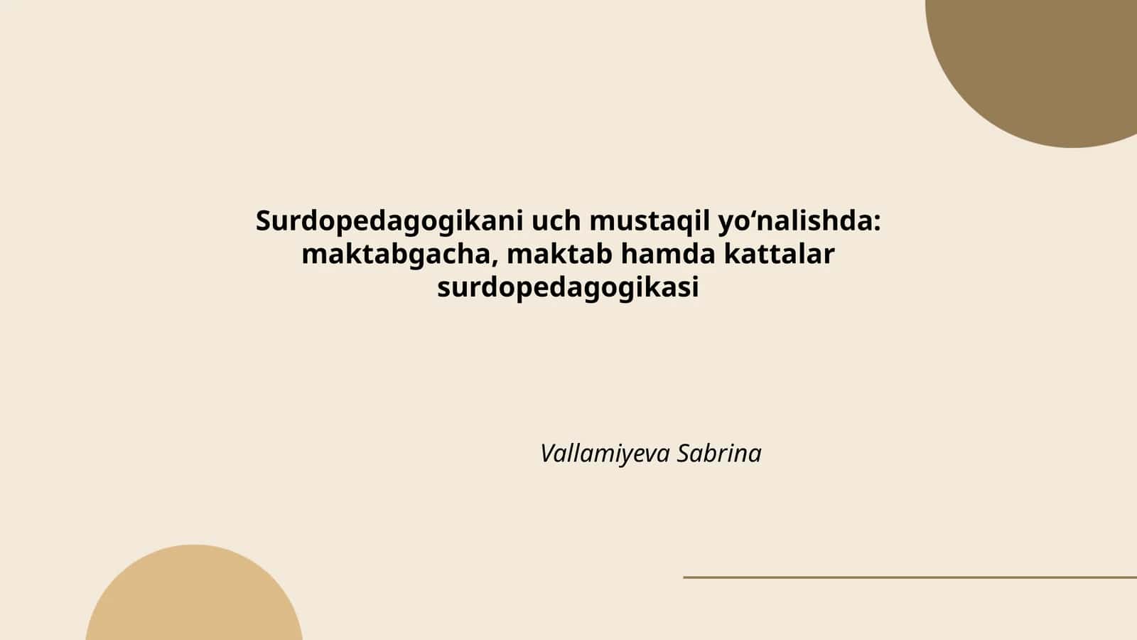 Surdopedagogikani uch mustaqil yo‘nalishda: maktabgacha, maktab hamda kattalar surdopedagogikasi 1