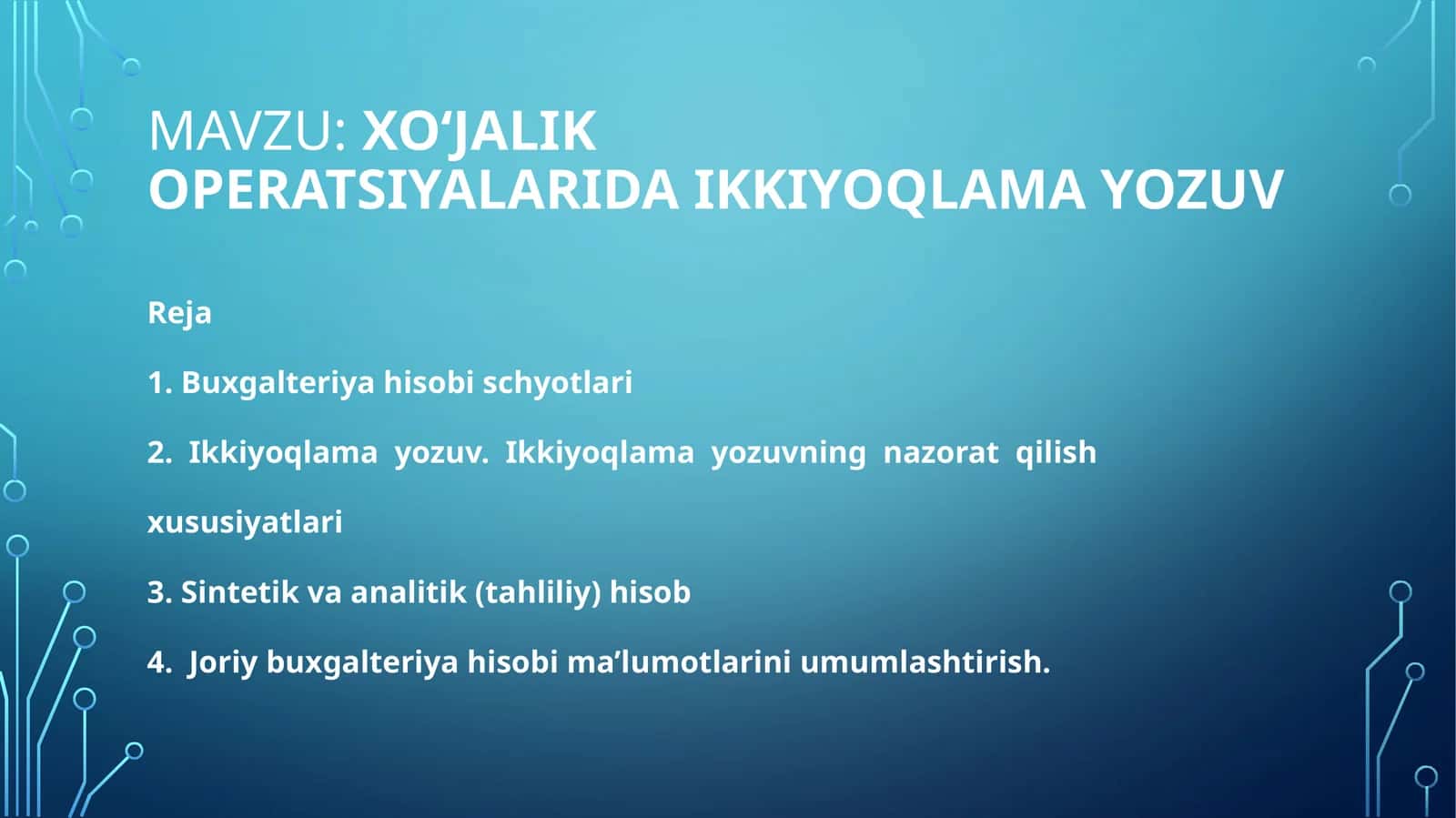 Xo‘jalik operatsiyalarida ikkiyoqlama yozuv 1