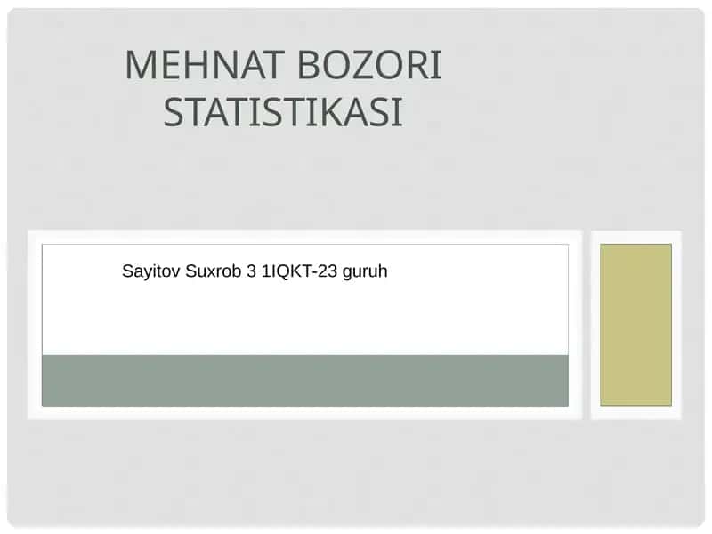 MEHNAT BOZORI STATISTIKASI 1