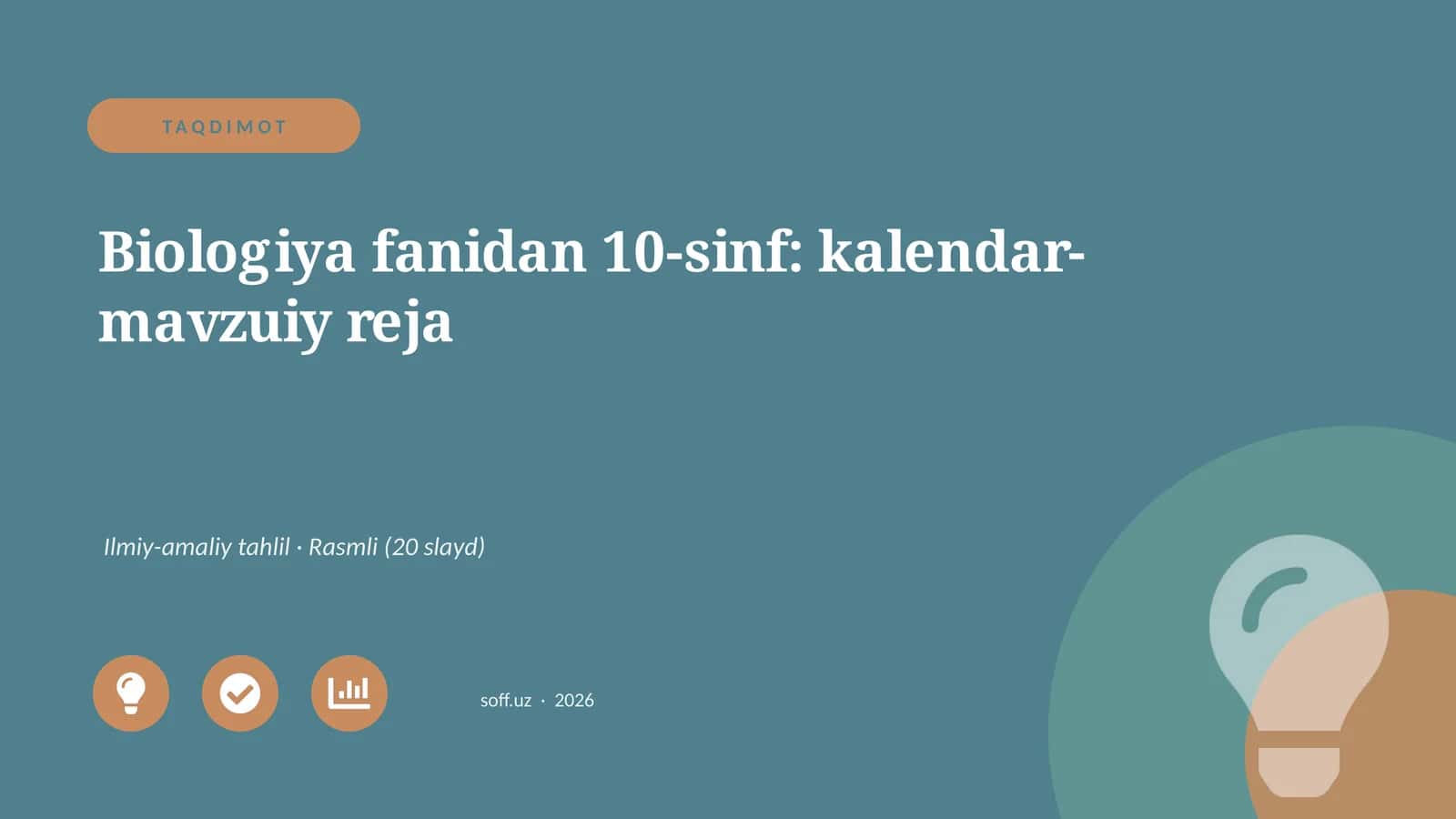 Biologiya fanidan 10-sinf: kalendar-mavzuiy reja 1