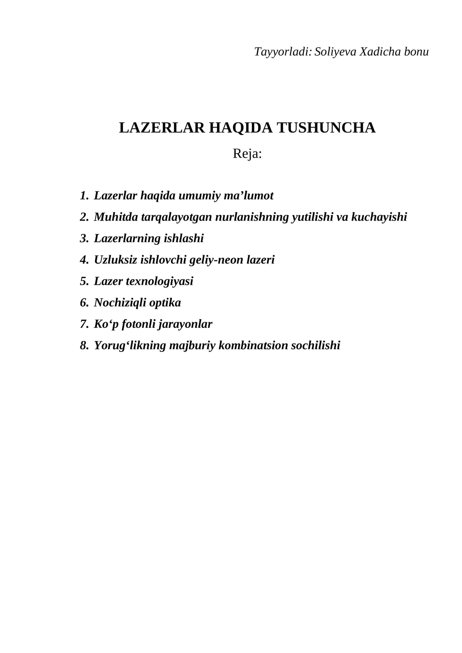 Lazerlar haqida Tushuncha 1
