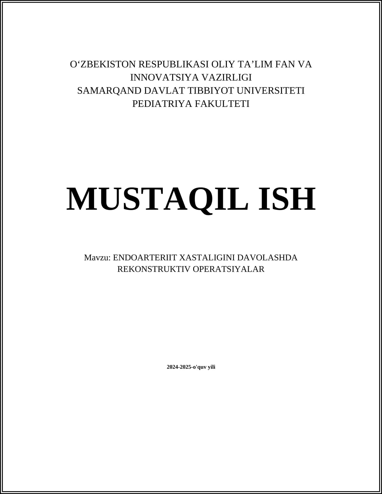 ENDOARTERIIT XASTALIGINI DAVOLASHDA REKONSTRUKTIV OPERATSIYALAR 1