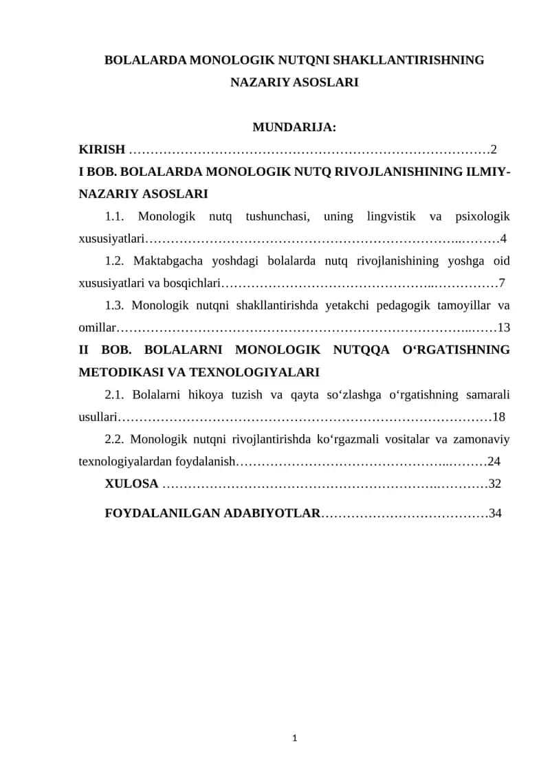 BOLALARDA MONOLOGIK NUTQNI SHAKLLANTIRISHNING NAZARIY ASOSLARI 1