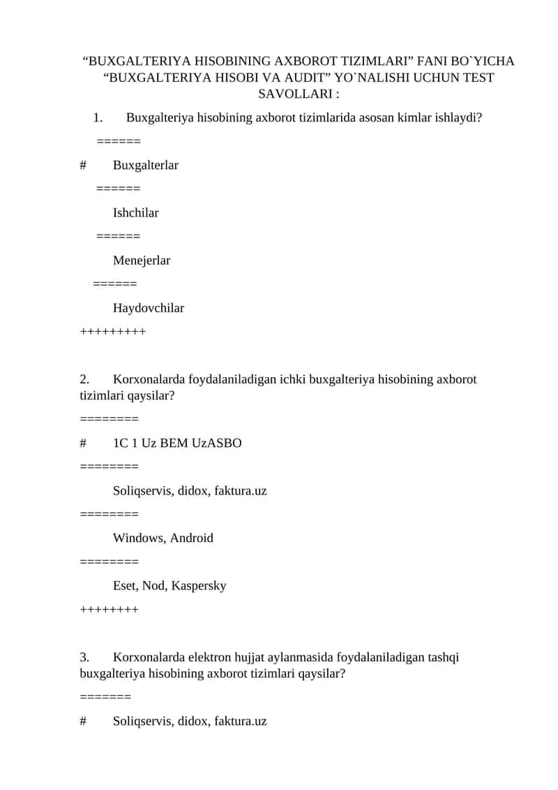 BUXGALTERIYA HISOBINING AXBOROT TIZIMLARI 1
