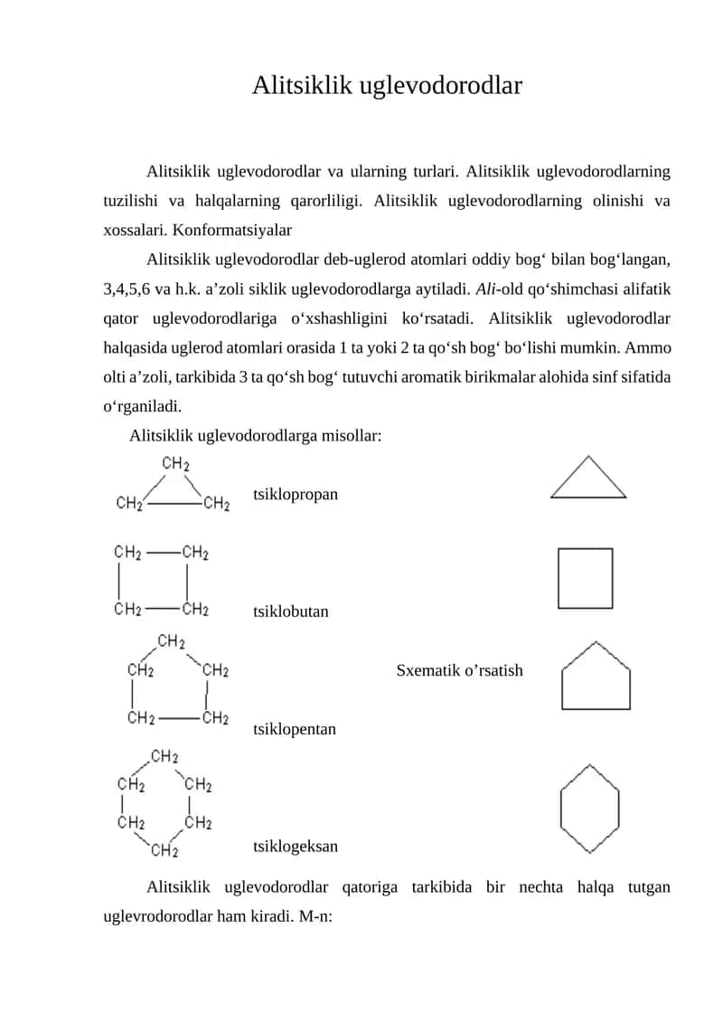 Alitsiklik uglevodorodlar 1