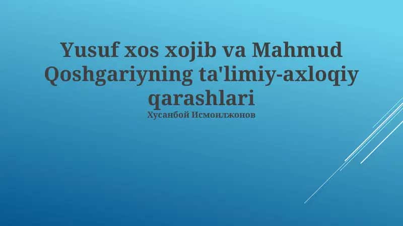 Mahmud Koshg'ariyning axloqiy qarashlari 1