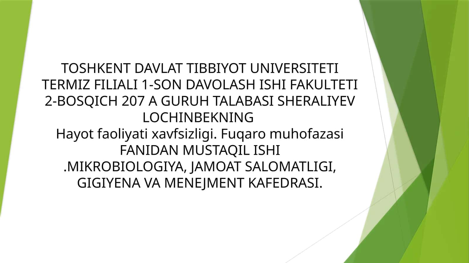 Hayot faoliyati xavfsizligi. Fuqaro muhofazasi 1