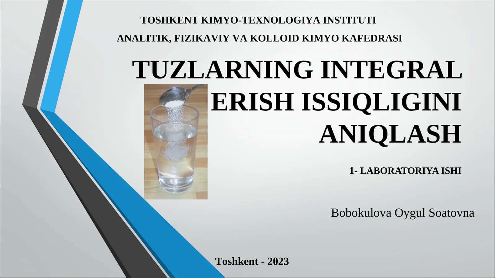 TUZLARNING INTEGRAL ERISH ISSIQLIGINI ANIQLASH 1