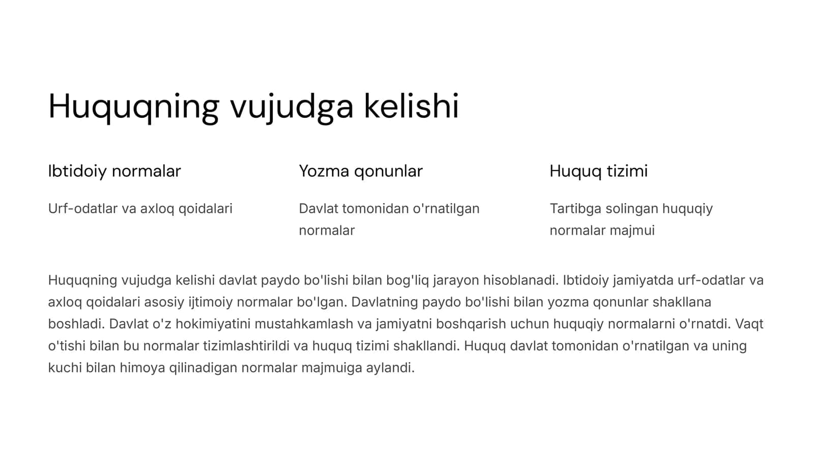 Huquqning vujudga kelishi 1