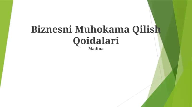 Biznesni Muhokama Qilish Qoidalari 1