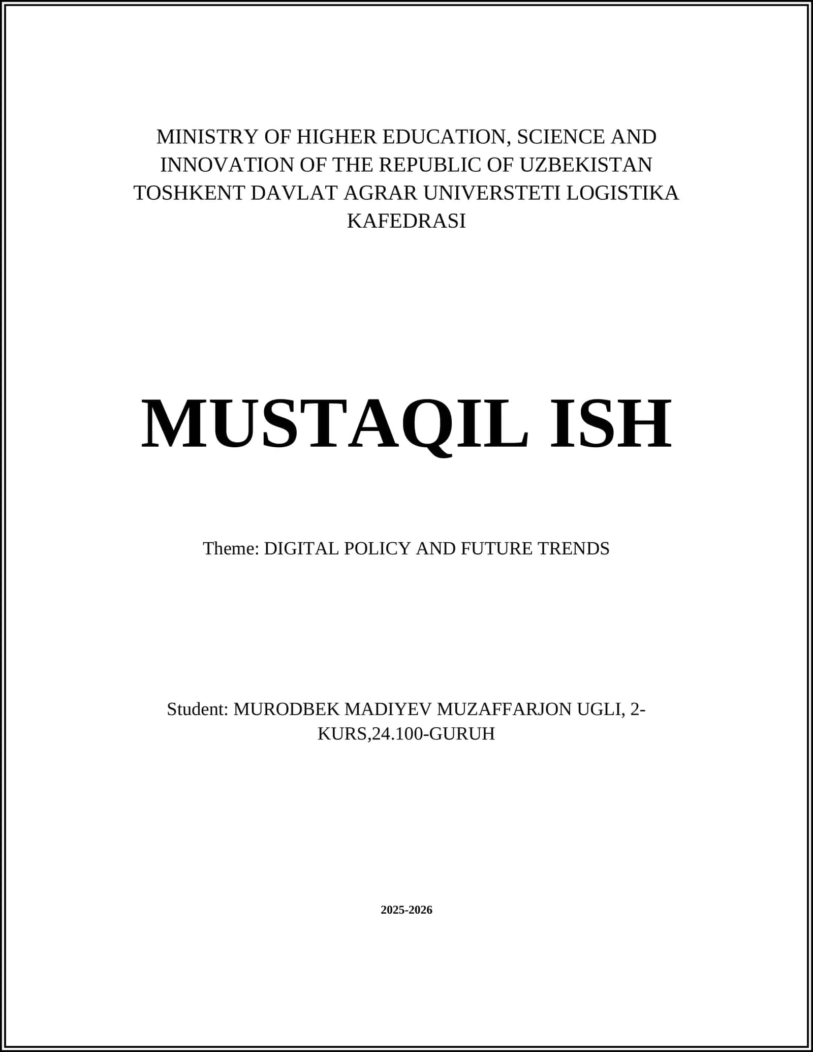 DIGITAL POLICY AND FUTURE TRENDS 1
