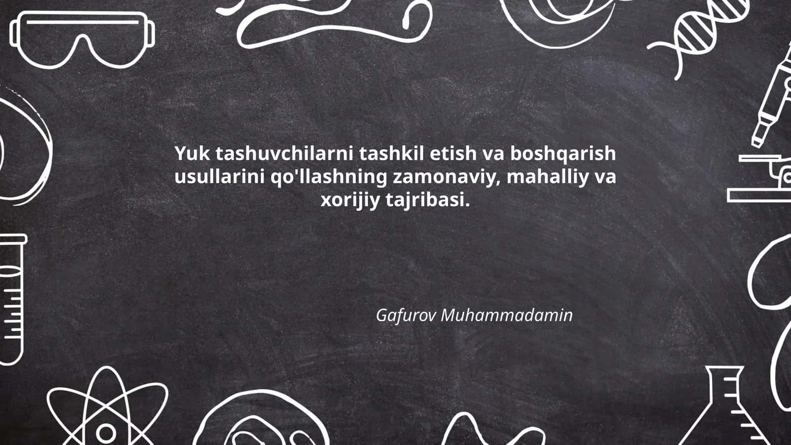 Yuk tashuvchilarni tashkil etish va boshqarish usullarini qo'llashning zamonaviy, mahalliy va xorijiy tajribasi 1