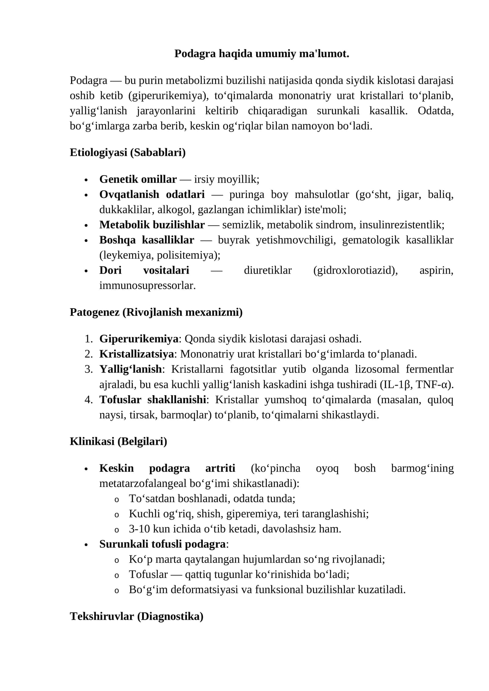 Podagra haqida umumiy ma'lumot 1