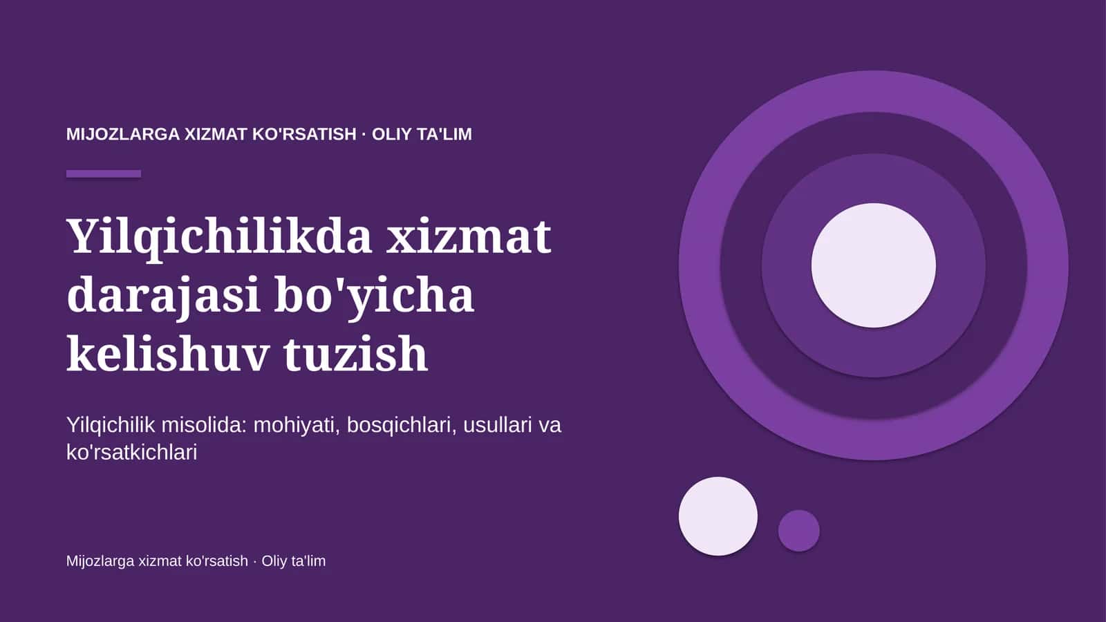 Yilqichilikda xizmat darajasi bo'yicha kelishuv tuzish 1