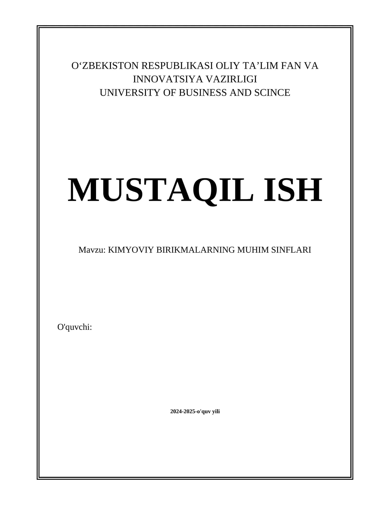 KIMYOVIY BIRIKMALARNING MUHIM SINFLARI 1