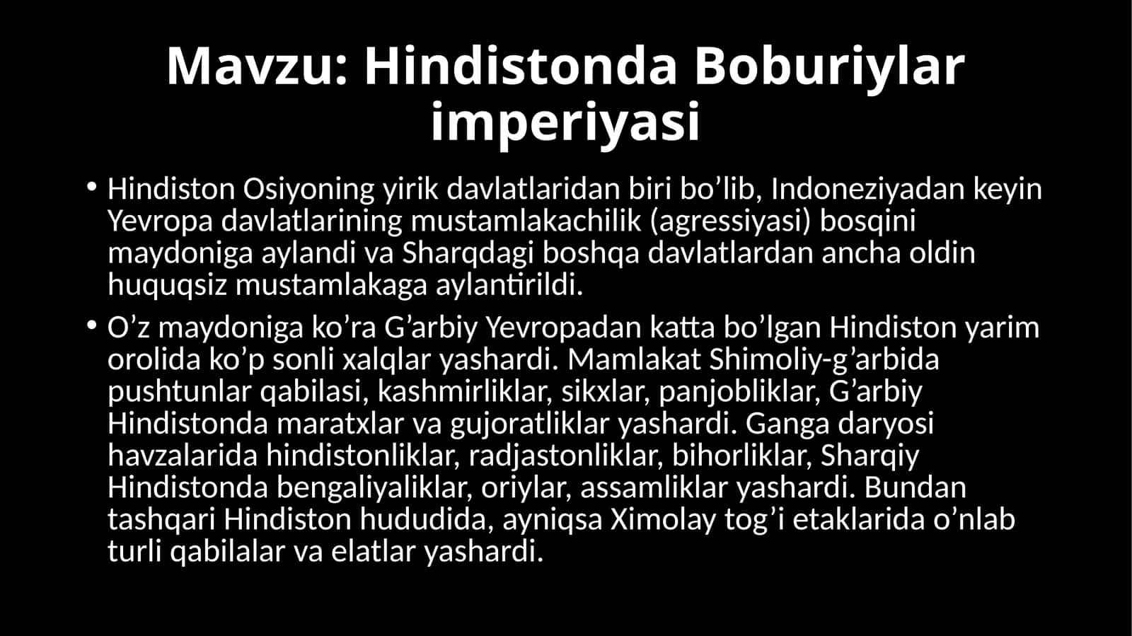 Hindistonda Boburiylar Imperiyasi 1