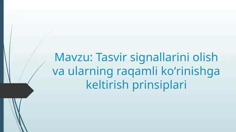 Tasvir signallarini olish va ularning raqamli koʻrinishga keltirish prinsiplari 1