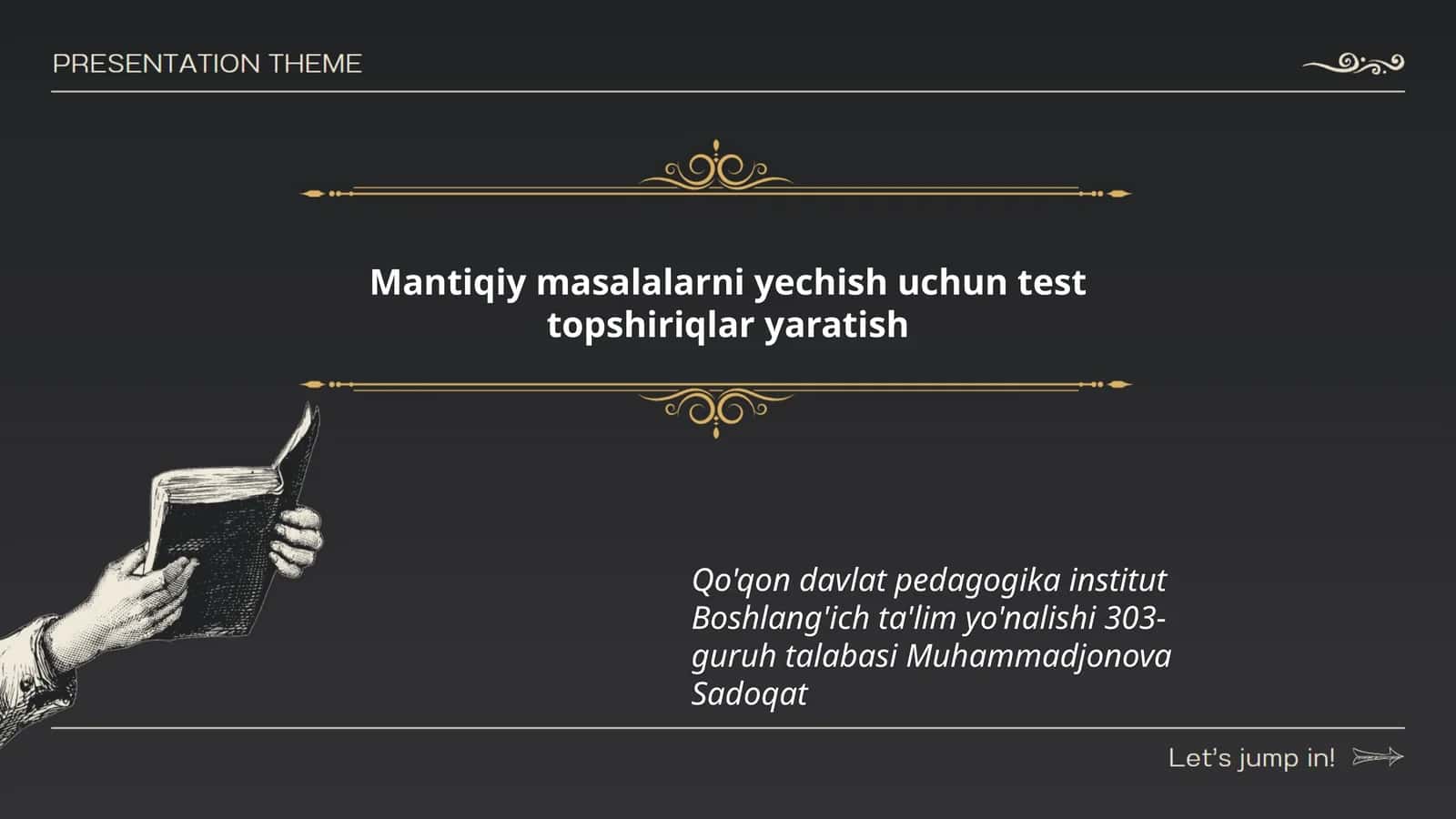 Mantiqiy masalalarni yechish uchun test topshiriqlar yaratish 1