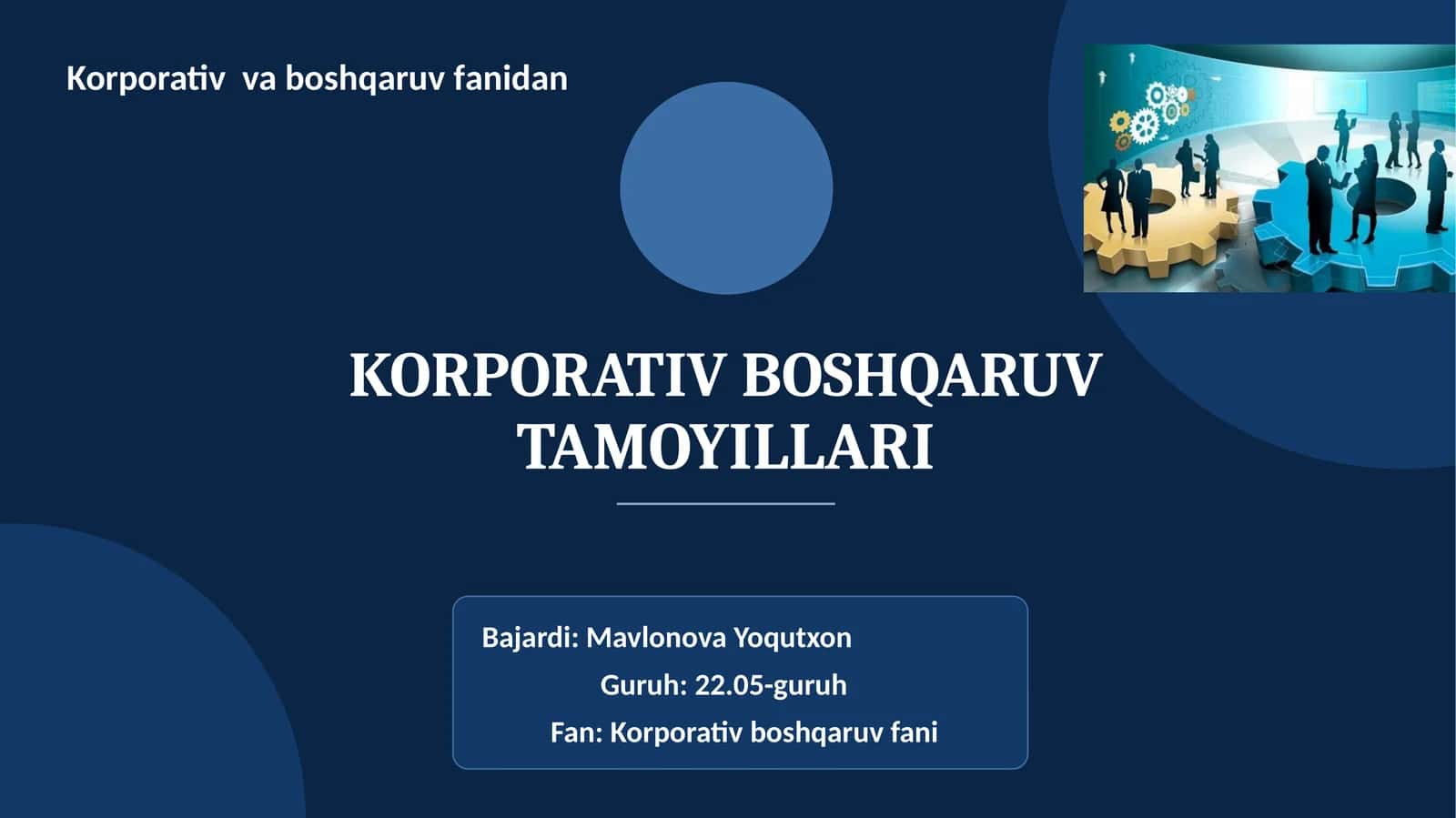 Korporativ Boshqaruv Tamoyillari 1