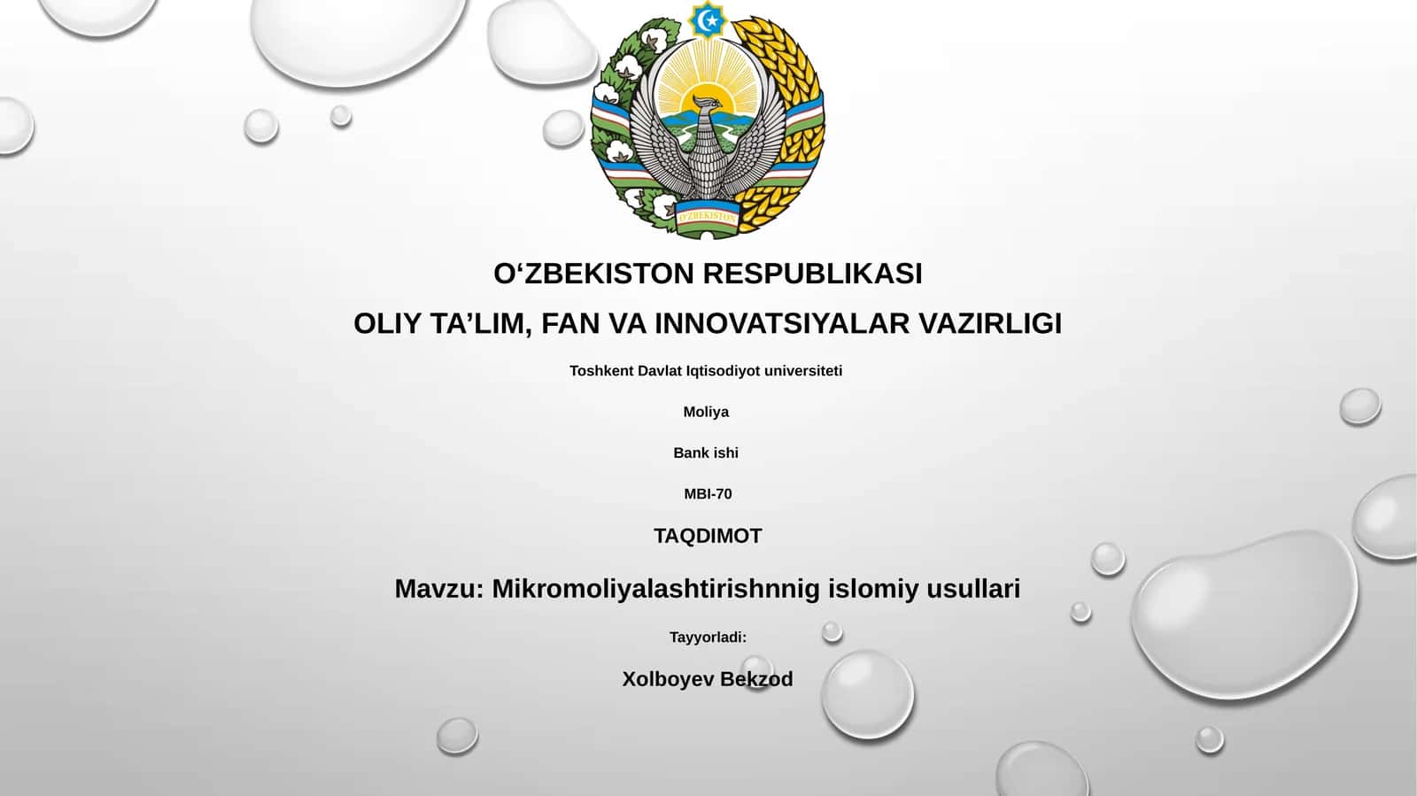 Mikromoliyalashtirishnnig islomiy usullari 1