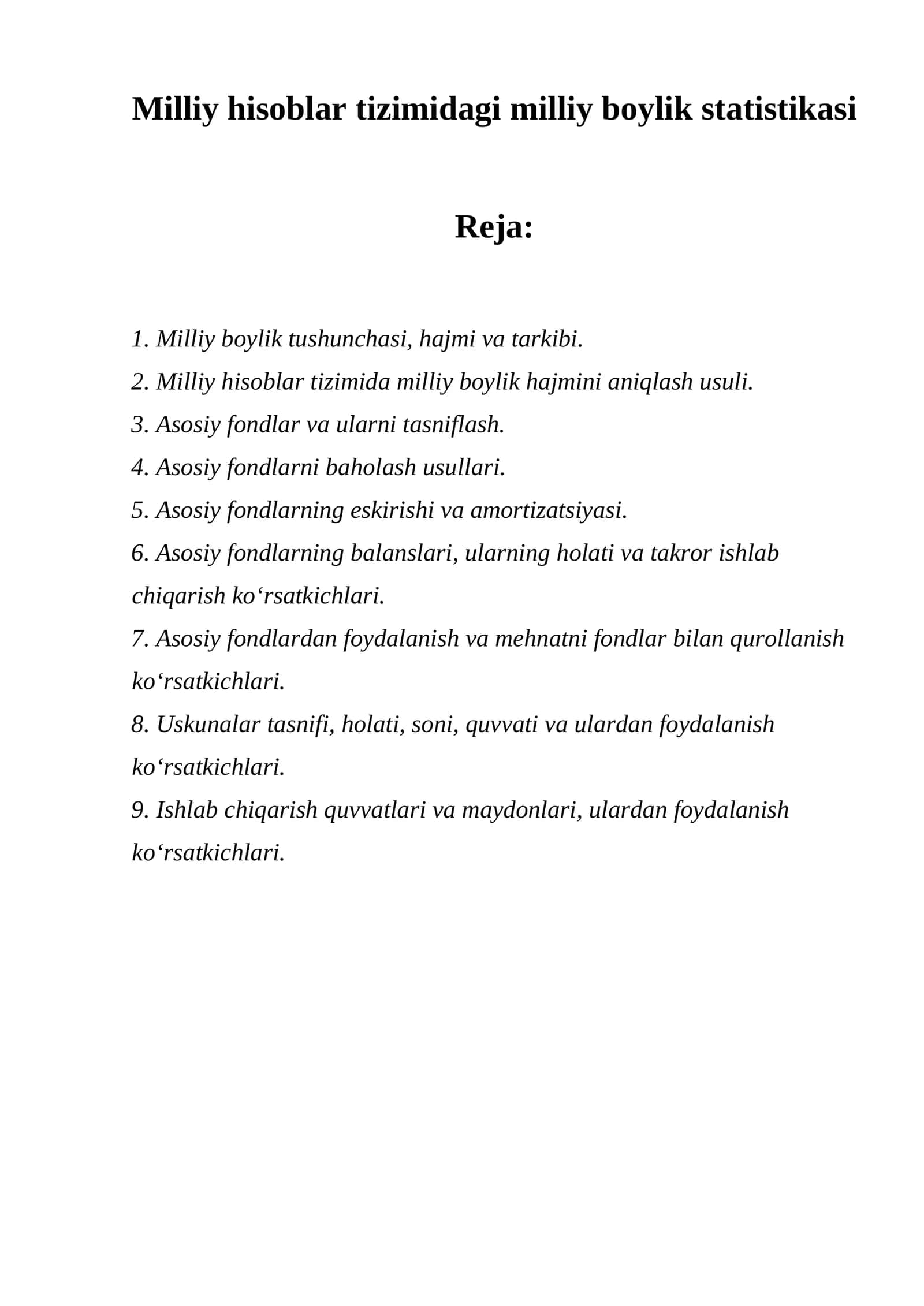 Milliy hisoblar tizimidagi milliy boylik statistikasi 1