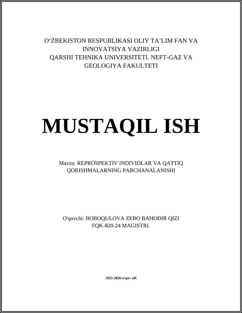 Reprospektiv individlar va qattiq qorishmalarning parchalanishi 1