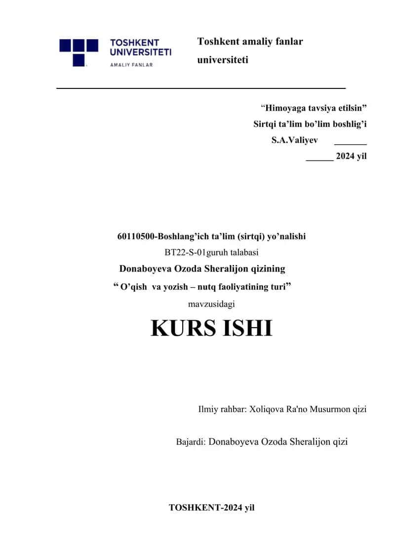 O’qish va yozish – nutq faoliyatining turi 1