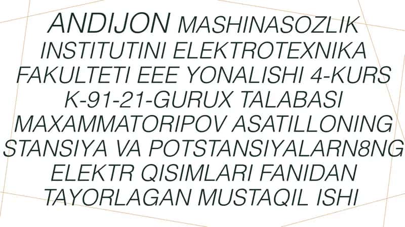 Podstansiyalarning elektr sxemalari 1