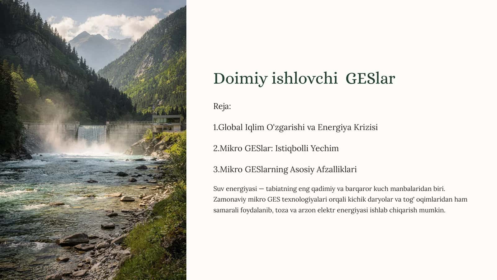 Doimiy ishlovchi GESlar 1
