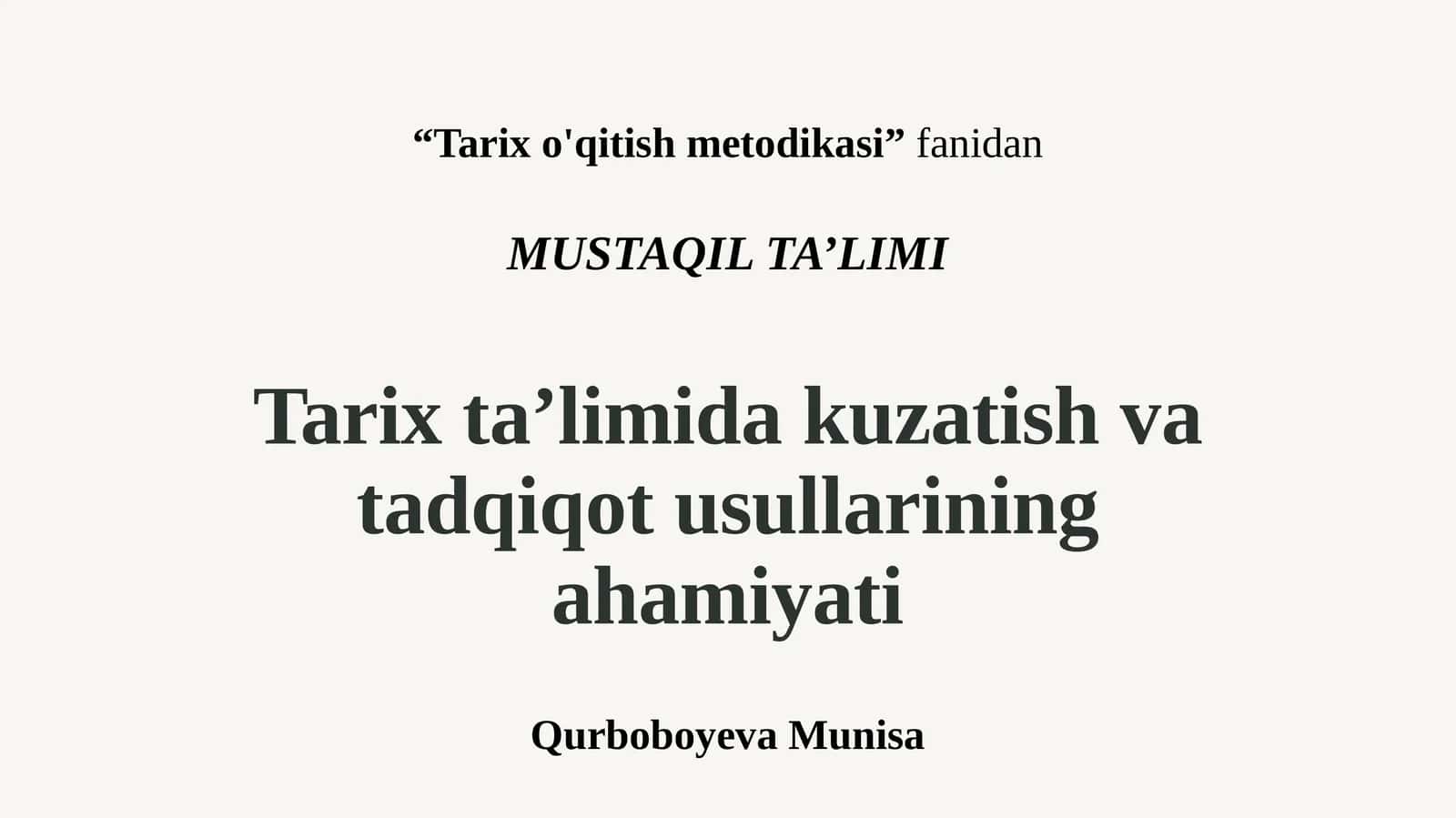 Tarixo'qitish metodikasi 1