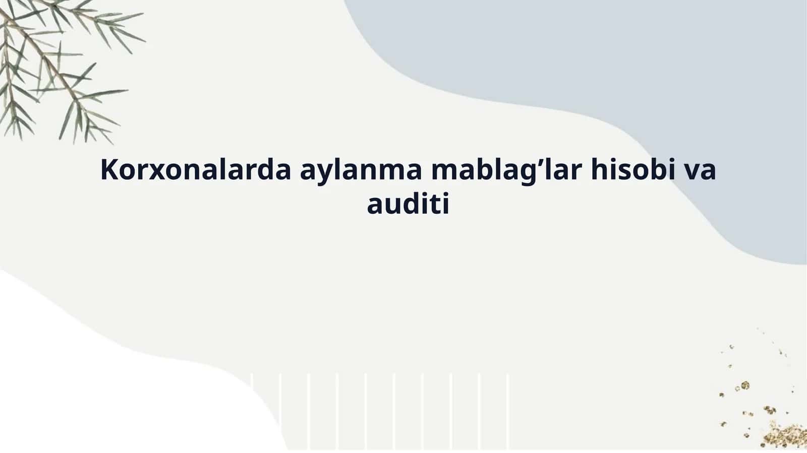 Korxonalarda aylanma mablag’lar hisobi va auditi 1
