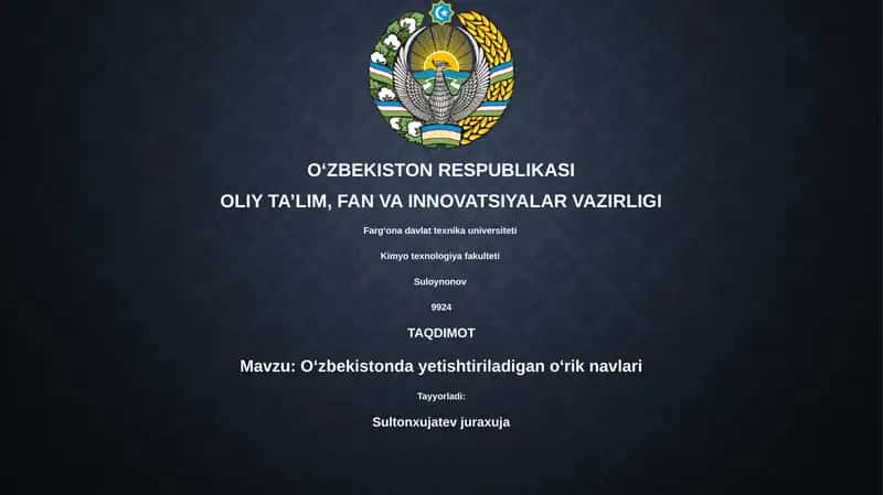 O'zbekistonda yetishtiriladigan o'rik navlari 1