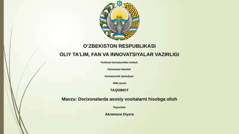Dorixonalarda asosiy vositalarni hisobga olish 1