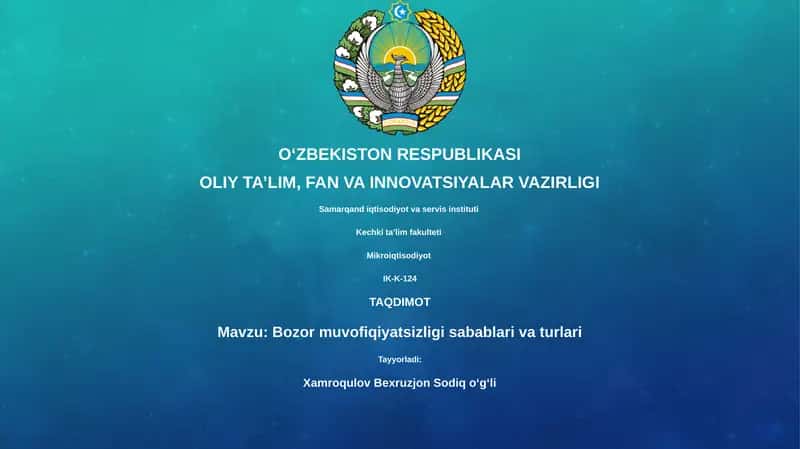Bozor muvofiqiyatsizligi sabablari va turlari 1