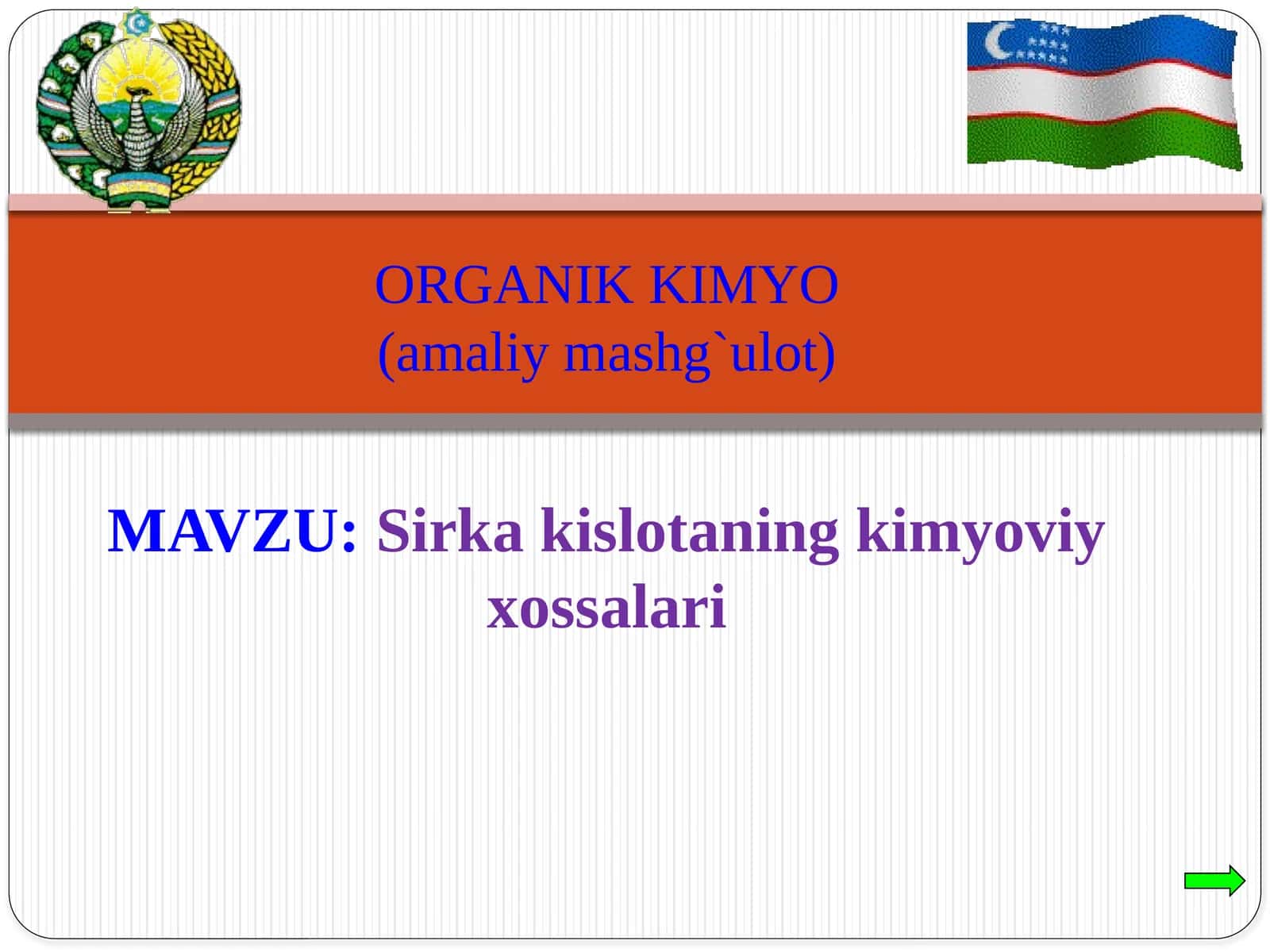 ORGANIK KIMYO(amaliymashg`ulot) 1