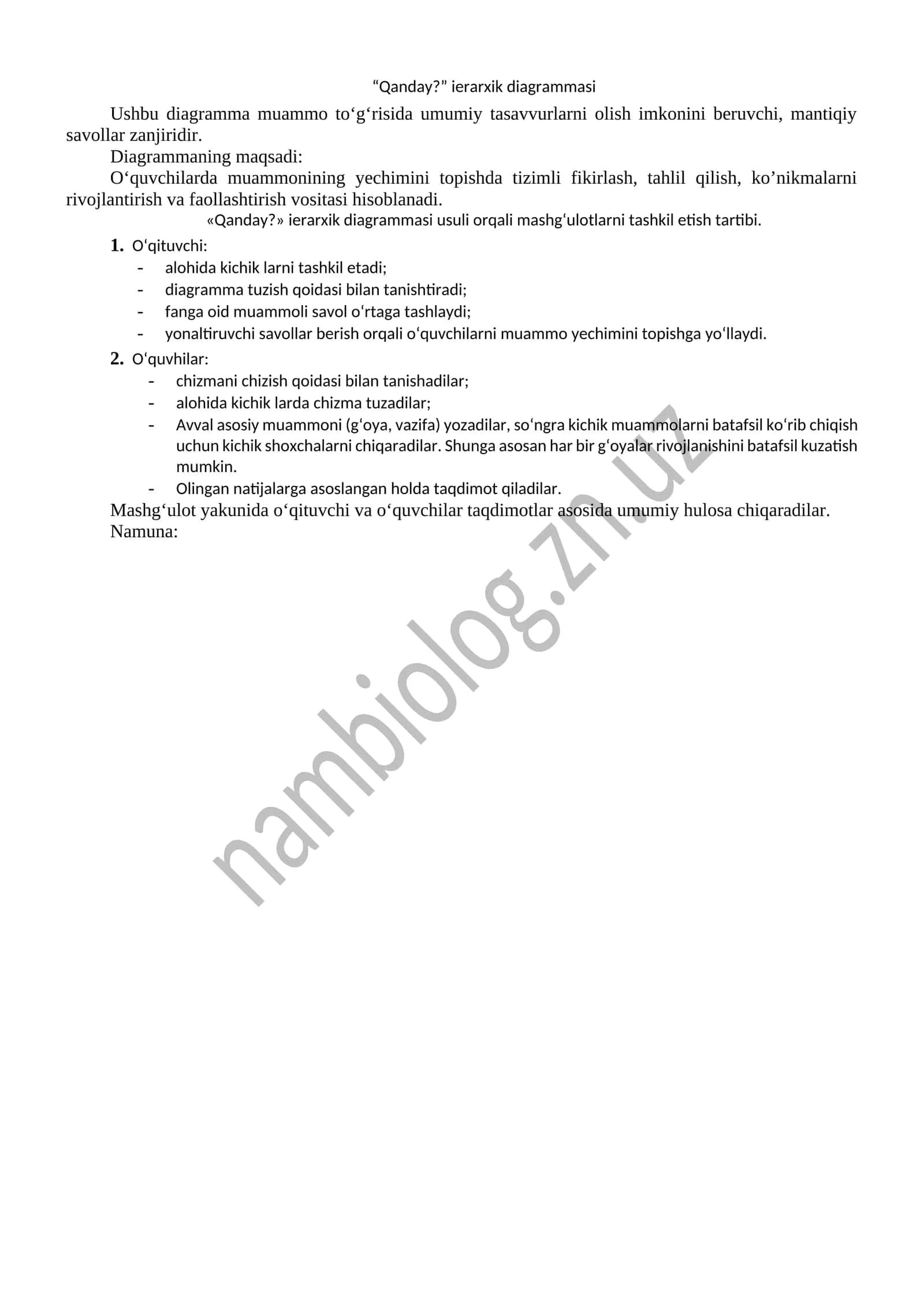 "Qanday?" ierarxik diagrammasi 1