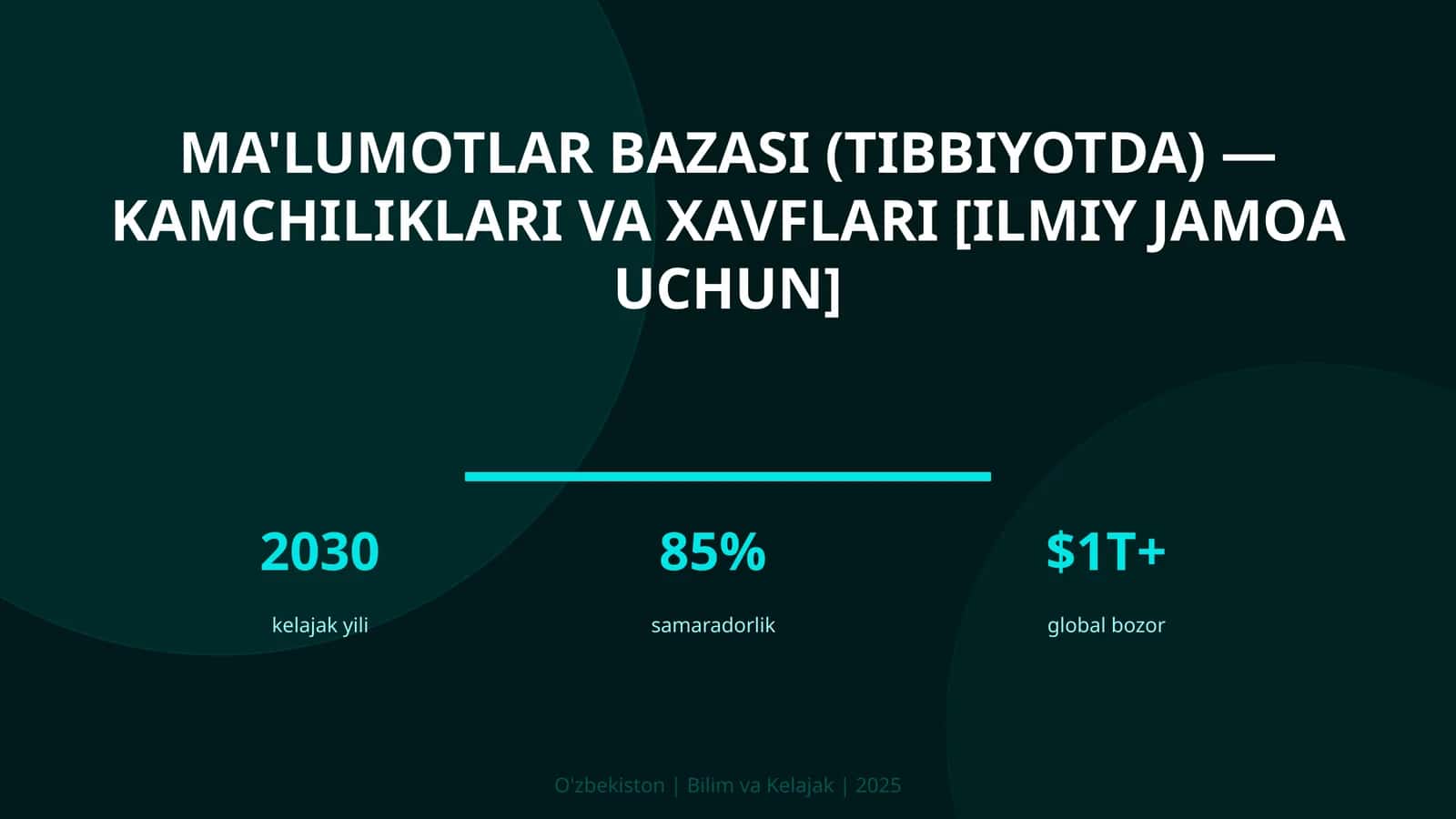 Ma'lumotlar bazasi (tibbiyotda) - kamchiliklari va xavflari [ilmiy jamoa uchun] 1