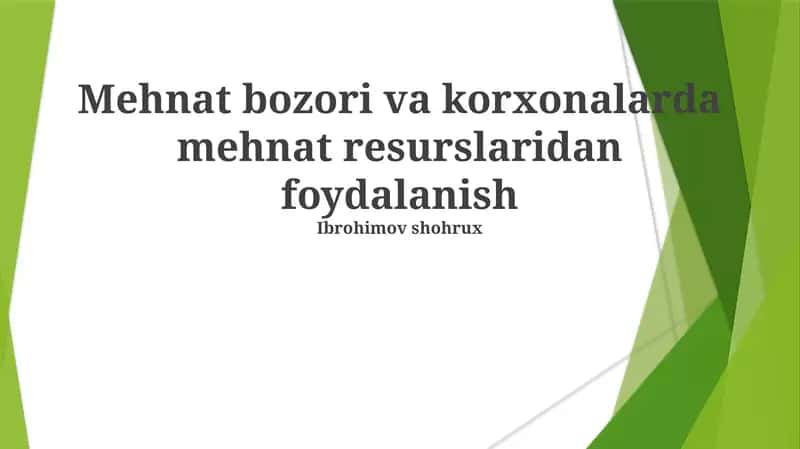 Mehnat Bozori va Korxonalarda Mehnat Resurslaridan Foydalanish 1